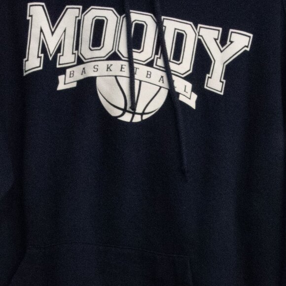 Moody Basketball Hoodie Navy Blue Unisex Size M Cotton/Polyester Blend Pullover - Picture 3 of 8